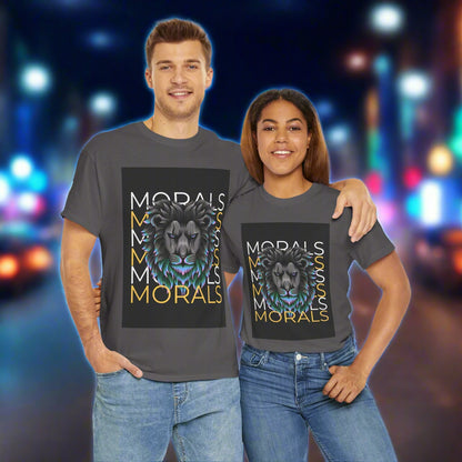 Morals Lion Graphic Tee - Unisex Heavy Cotton Shirt for Animal Lovers, Casual Wear, Unique Gift, Motivational Quote