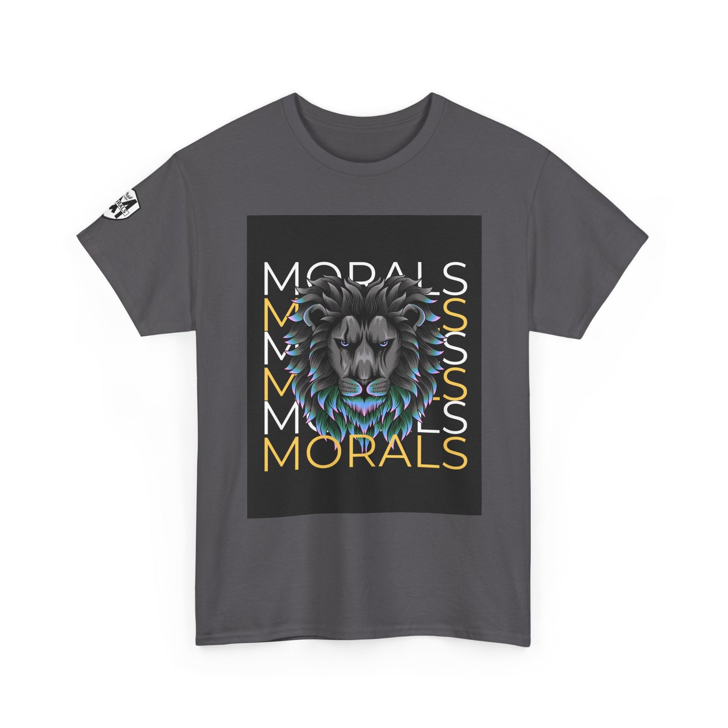 Morals Lion Graphic Tee - Unisex Heavy Cotton Shirt for Animal Lovers, Casual Wear, Unique Gift, Motivational Quote