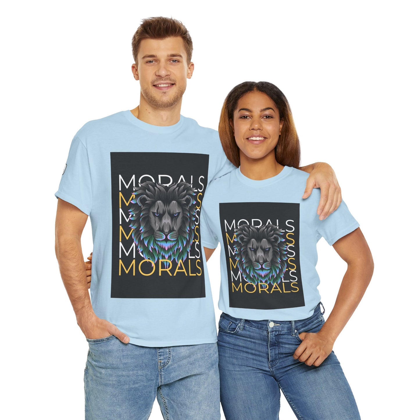 Morals Lion Graphic Tee - Unisex Heavy Cotton Shirt for Animal Lovers, Casual Wear, Unique Gift, Motivational Quote