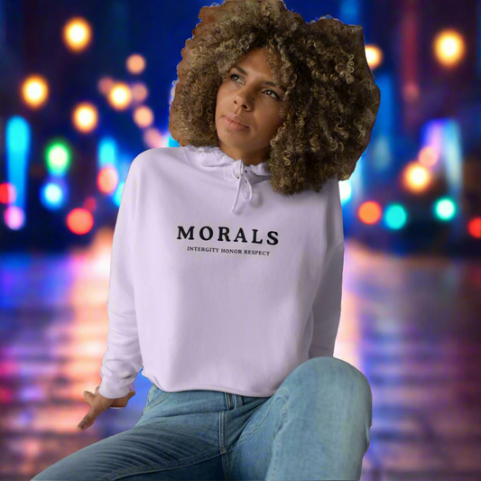 Chic Crop Hoodie with 'MORALS'